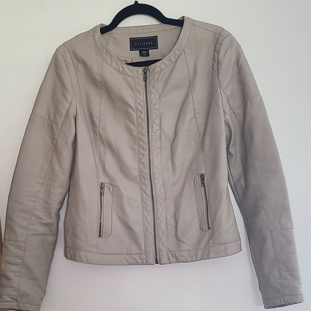 Grayish Silver leather jacket
